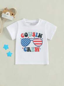Toddler Boys 4th Of July Shirt, Kids USA Red White And Blue Shirts, American Flag Independence Day Tee 1-6T - 白色 - 查看 6