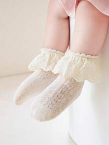 1 Pair Breathable Girls Lace Ruffle Trim Princess Socks - Multicolor - View 40