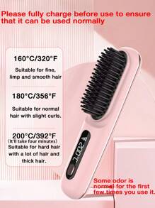 Portable Cordless Hair Straightener Brush,Portable Straightening Brush With Negative Lon,Hot Comb Hair Straightener For Women, Lightweight & Mini To Carry Out