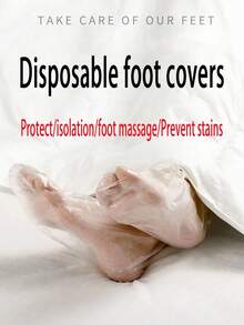 100 piezas Cubiertas de pie desechables gruesas, Bolsas de baño de pie desechables de lujo transparentes, Cubiertas de película de pie desechables para prevenir pies secos y agrietados, Set de mascarillas desechables para manos y pies, impermeables y humectantes, Mascarillas de pie desechables, humectantes, transparentes con puntos adhesivos de color aleatorio para tratamiento de spa en casa y protección higiénica