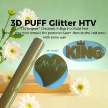 1 PIEZA Vinilo termotransferible DIY con brillo 3D PUFF