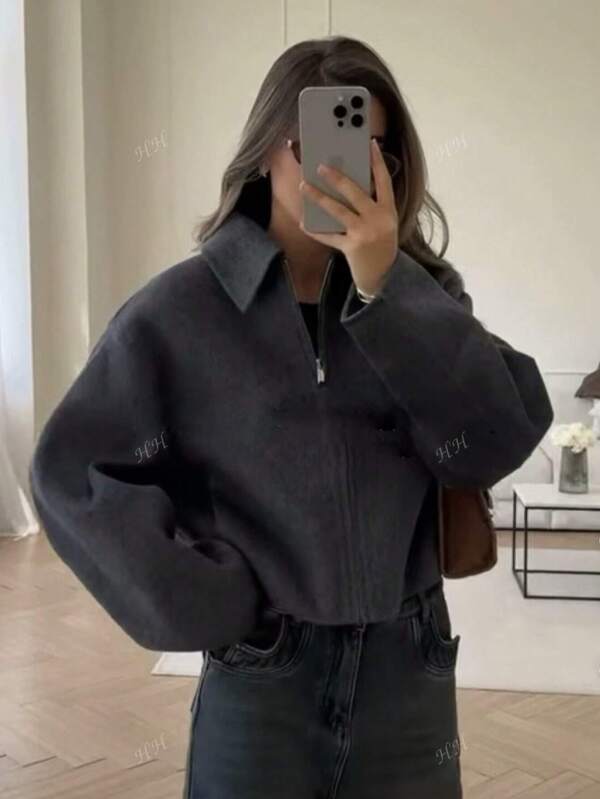 Women's Autumn Fashion Retro Lapel Long Sleeve Jacket With Pockets Female Casual All-Match Long Sleeve Outwear