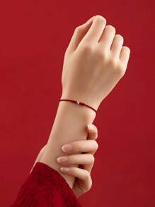1 Stück rotes Perlenarmband, handgemachter verstellbarer Glücksseil-Armreif, Schmuck für Kinder, Studenten
