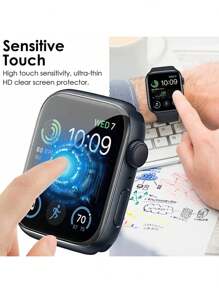 2 Stück Apple Watch Hochauflösender Bildschirmschutz mit schwarzem Rand, kratzfest, kompatibel mit Apple Watch Ultra 2 49mm 45mm 44mm 42mm 41mm 40mm 38mm Apple Watch 9 8 7 SE 6 5 4 3 Serie, kein Glas, Geschenk für Geburtstag, Familie, Freunde, Bildschirmschutz, Uhrenabdeckung, wasserdicht, stoßfest, kratzfest, vollständige Abdeckung