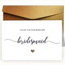 1 pieza, Tarjeta de felicitación sincera para la boda, tarjeta de felicitación para dama de honor con sobre. Palabras simples y sinceras talla grande diseño de corazón, adecuado para el lugar de la boda. La tarjeta perfecta para enviar a las damas de honor al final de la boda. Tarjeta de agradecimiento (12cm/4.7in X 17cm/6.7in)