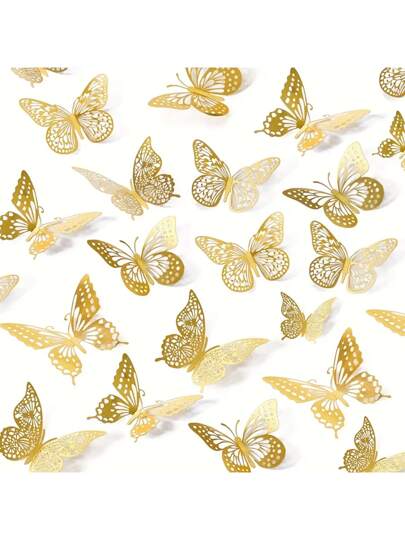 12/24/48pcs 3D Colored Butterfly Cake Decoration - Suitable For Butterfly Themed Birthday Party, Cake Decoration, Gift Decoration, Kindergarten Decoration, Etc! Perfect For Christmas, Halloween, Thanksgiving, Easter Gift Cake Decorating Cake Topper Cake Decorations Cake Decor Cake Decorating Tools Wall Decor Wall Sticker Room Decor Wall Stickers Stickers