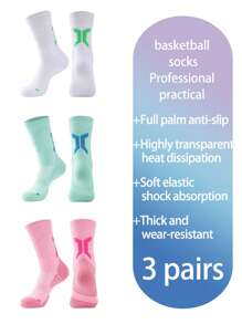 3 Pairs Of Mixed Color Basketball Socks, Men's TowelBottom Socks,Compression Soccer Running Outdoor - Multicolor - View 21
