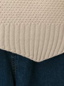 Plus Size Casual Solid Color Crew Neck Knit Sweater Vest Top - Apricot - View 6