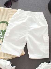 男童夏季度假休闲风格松紧腰裤 - 白色 - 查看 2