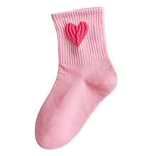 5 Pairs Girls' Cute Heart Princess Mid-Calf Socks - Pink - View 9