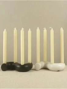 1 peça de suporte de vela de cerâmica romântico estilo minimalista europeu, adequado para suporte de vela de mesa de jantar decorativo, perfeito para presentes de Halloween, Natal e Ano Novo, material cerâmico, instalação de mesa