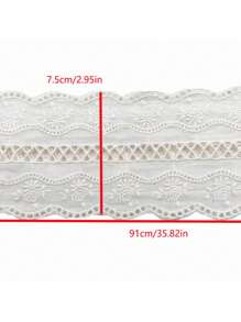 1pc Scalloped Embroidered Lace Edge Fabric Trim, 7.5cm Width Water-Soluble Hollow Out Cloth Decorative Sewing Supplies For Clothing