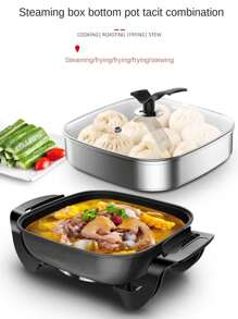 AORAN Electric Frying Pan,12x12 Inch Non-Stick Ceramic Electric Pot With Glass Lid - 1500W Adjustable Temperature Controller, Aluminum Base For Even Heat Distribution, Frying Baking Steaming Boiling, Easy Clean & 110V US Plug, Home Kitchen Essentials ﻿ - US A Type Plug(110-127V) - View 8