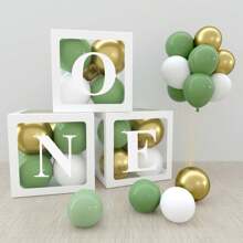 3PCS ONE Baby Shower Balloon Boxes, Decorated Balloon Storage Box, Birthday Party Decoration Gift Box, Baby Shower Party Decor Balloon Box, Party Favor, Nursery Decor, Easter Gift, Wedding Decor Box Background Photography Props Back To School Valentine Day