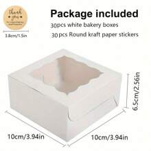 Hộp quà Giáng sinh màu trắng 30 chiếc, Kích thước: 10*6.5*10CM, Có cửa sổ kiểu ren, Thích hợp để nướng, tráng miệng, Macaron, Bánh dâu tây, Bánh rán và Quà tặng tiệc, Cũng có thể dùng làm Quà tặng Ngày của Mẹ, Hộp quà - trắng - Xem 4