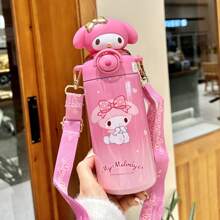Tumbler grande da 20,29 once con cannuccia in acciaio inox 316, isolato, marchio Sanrio, tazza in stile personaggio Sanrio adatta per tutti i periodi dell'anno, ideale come regalo per la famiglia, resistente, per auto e attività all'aperto