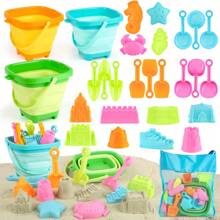 Children's Beach Toy Set 28 Pieces Sand Bucket And Shovel Beach Set Children, Playing Sand Toys With Shovel And Sea Animal Soft Molds, Outdoor Toys For Toddlers Over 3 Years Old - Multicolor - View 3
