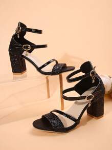 New Women Red High Heel Sandals - Black - View 2