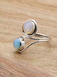 Milky Opalite 925 Sterling Silver Gemstone Adjustable Ring - Opalit Susu - View 4