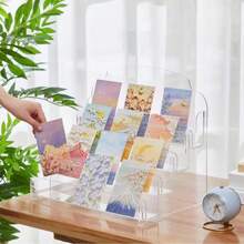 1pc Wooden Desktop Display Stand For Cards, Cosmetics, Jewelry And Delivery, Sturdy And Durable Home Or Office Decor Storage - Multicolor - View 2