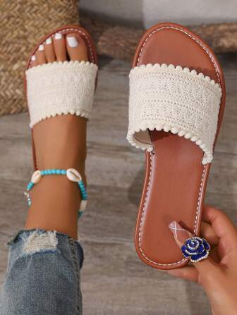 Sandalias planas rojas para mujer, de diseño cuadrado y abierto en los dedos, de uso casual para exteriores y playa