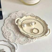 1pc Elegant Lace Design Jewelry Tray - Ideal For Photography Props, Still Life Arrangement And Decorative Storage, Photography Background Decorative Tray, Small Size Suitable For Rings Or Earrings, 2.95in/4.45in