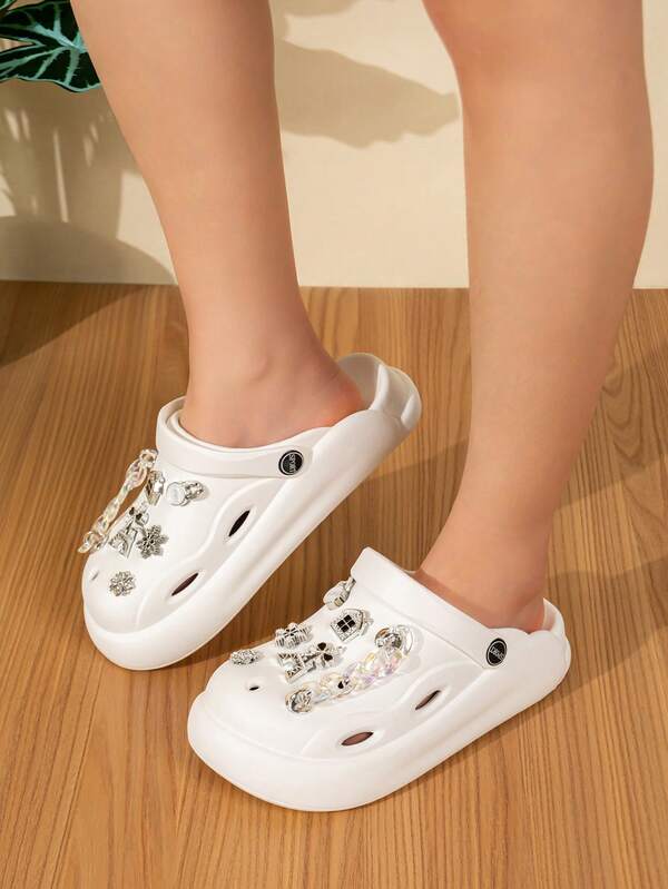 Women's Outdoor/Commute DIY Hole-Punch Slides, Versatile High-Elastic, Odor-Free EVA One-Piece Design, Fashionable Non-Slip Wear-Resistant DIY Hole Punch Slippers, Shock-Absorbing Soft & Comfortable Deodorizing