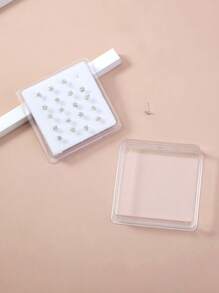 Nooxian 20 件/套经典水晶水钻白钻鼻钉套装 - 銀色 - 查看 3