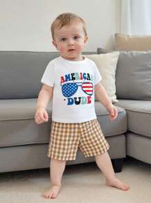 Toddler Boys 4th Of July Shirt, Kids USA Red White And Blue Shirts, American Flag Independence Day Tee 1-6T - 藍色 - 查看 3