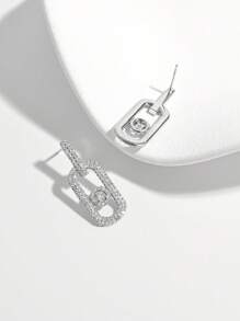 Vaerine 1 Par de Pendientes Elegantes y Lujosos de Plata de Ley 925 con Diseño Geométrico Hueco y Circonita Cúbica para Mujeres, Apropiados para Citas, Fiestas, Uso Diario, Exhibición de Charm, Regalo Perfecto para el Día de la Madre