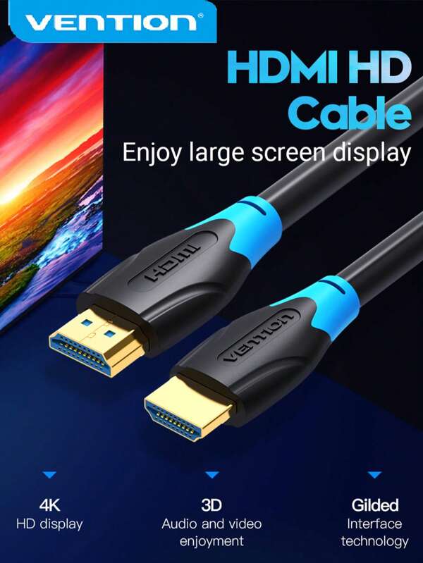 VENTION 4K HDMI 2.0 Cable,3D Visual Effects,Supports HDR,ARC,PVC Black HD Cable Compatible With LCD Monitor, Projector, Laptop, Game Box, TV Box