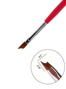 1Pc French Tips Oblique Nail Brush Red Handle Half Moon Shape UV Gel Nail Painting Drawing Pen Manicure DIY Design Tools