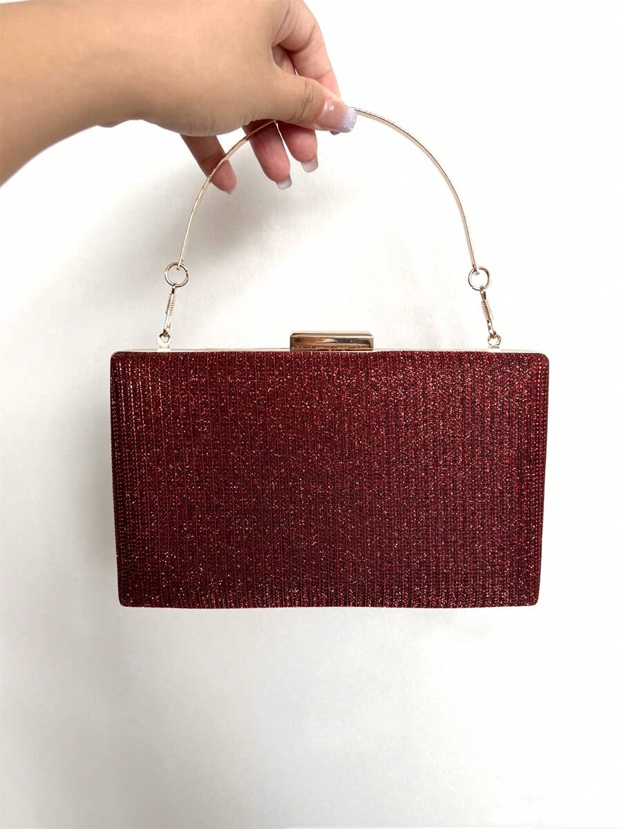 Baila Morena Glitter Clutch Purse Kiss Lock Clasp Women Party Handbag With Chain Strap Removable Chain - 紅色 - 查看 1