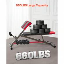Roman Chair Hyperextension Bench, Multi-Functional Weight Bench For Full Body Workout, 660 Lbs Adjustable Extension Equipment For Back Arm Core Ab Workout, Sit Up Exercise Machine For Home Gym - Black+Red, 660 Lbs Load Capacity - View 3