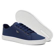 Kit 2 Tênis Sapatenis Masculino Casual Dia a Dia + Relógio de Ponteiros e Chinelo de Dedo - Azul e Chumbo - Visão 3