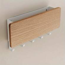 1 pieza Perchero de pared para llaves de madera, soporte de almacenamiento multifuncional - Multicolor - Ver 3