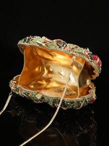 1pc Glittering Elegant Evening Handbag, Luxury Women's Crystal Clutch Bag, Fashion Lipstick & Perfume Handbag, Exquisite Sparkling Crystal Embellished Handbag, All Handmade Metal Diamond Clutch, Suitable For Elegant Ladies Attending Parties, Galas, Gatherings And Banquets (Not For Holding Phones) - Multicolor - View 8