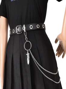 2PCS Korean Ins Harajuku Style Street Hip-Hop Cool Pants Punk Belt Hanging Chain Accessories Men And Women's Fashion - Multicolor - View 3