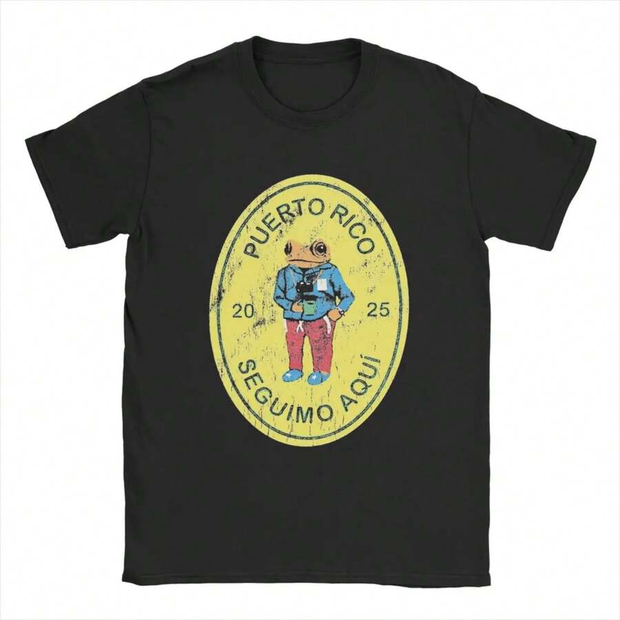 Puerto Rico DTMF Debi Tirar Mss Fotos T Shirts Men 100% Cotton T-Shirt Crewneck Bads Bunnys Tees Short Sleeve Clothing Gift - Black - View 1