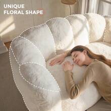 MAXYOYO Adult Bean Bag Chair,Loveseat  Or Single Floral Bean Bag Sofa, Super Soft Loveseat, Living Room Bedroom Faux Fur Reading Chair, Beige - Beige - View 4
