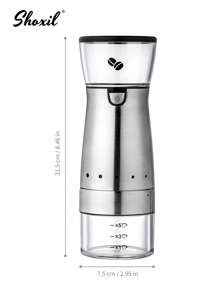 shoxil 1pc Electric Coffee Grinder, Portable USB Rechargeable Coffee Grinder, Large Capacity 60g Ceramic Burr Espresso Grinder, External Adjustment Coffee Bean Mill With 5 Precise Grind Settings, For Home, Office, Travel