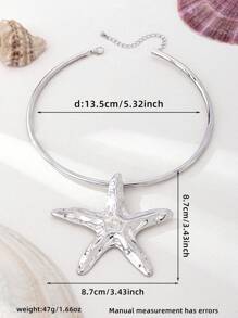 Fashionable And Exaggerated Bohemian Starfish Collar - Bright White - View 6