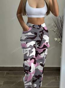Pantalón cargo de mujer de color liso y sencillo, informal con bolsillos, versátil para uso diario en primavera, otoño e invierno