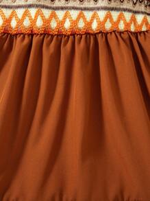 Váy chắp vá tay bồng phong cách Bohemian cho bé gái - màu nâu - Xem 4