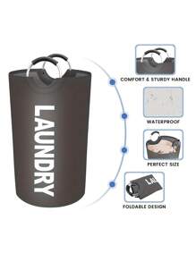 1pc 90L Black/Beige Large Laundry Basket, Collapsible Dirty Clothes Basket, Freestanding Tall Clothes Hamper, Foldable Washing Bin, Suitable For Bathrooms, Laundry Rooms, Balconies, And Dormitories