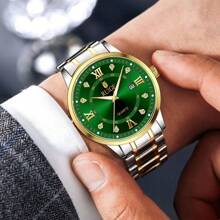 RUIG Relógio de Quartzo Minimalista Masculino RUIGE com Pulseira Circular de Negócios, Exibição de Calendário, Relógio de Presente Masculino