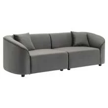 MERAX 87" Curved Contemporary Sofa In Sleek Grey: Plush Seating, Streamlined Design, And Durable Frame – Ideal For Stylish Living Spaces - Grey - View 7