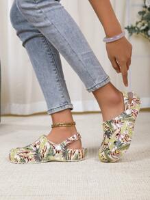 New Ladies Garden Shoes, Adjustable Loose Flat Slip-On, Suitable For Bedroom/Travel/Beach, Closed Toe Slippers - Multicolor - View 3