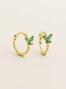 1 Pair 2pcs Cute S925 Silver Butterfly Stud Earrings With Rhinestones, Delicate Sweet Women Jewelry, Birthday Gift