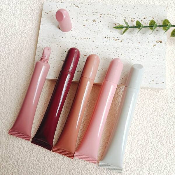 1pc 10ml PE Plastic Pink Brown Lip Gloss Tubes Lip Oil Container Wholesale Empty Soft Squeeze Tube Clear Lip Balm Tube